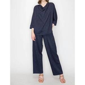 NEW JOH kimberly sparkling stretch knit crew neck top in navy sparkle